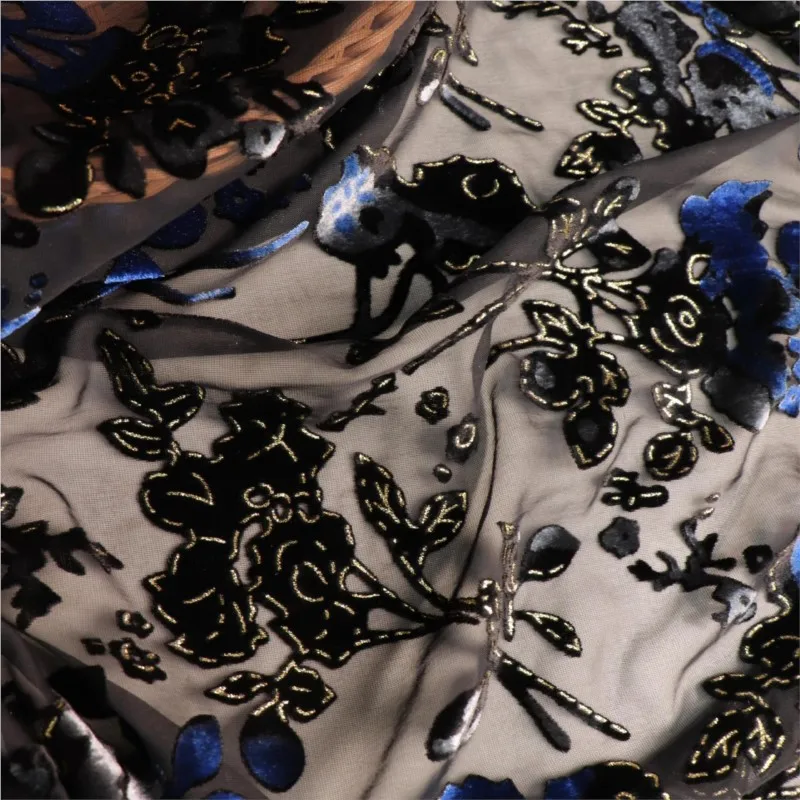 Woven velvet flowered brocade velvety and gold-embossed fabric sleeping dress cheongsam