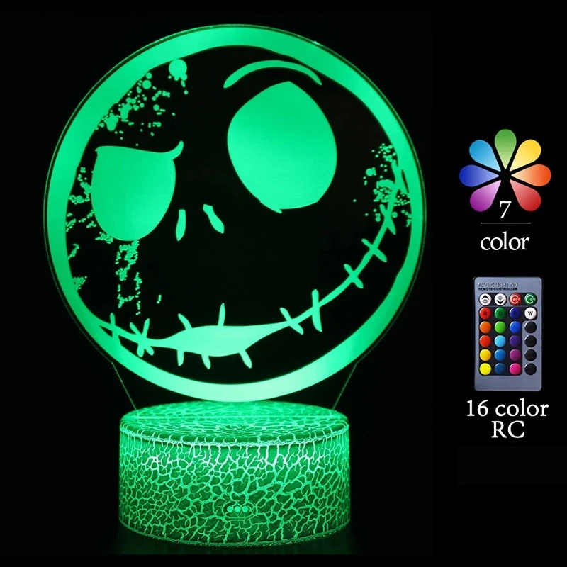 3D Led Lamp Nightmare Before Christmas Jack Skellington Figure Night Light Bedroom Bedside Table Lamp Home Decorations Gift