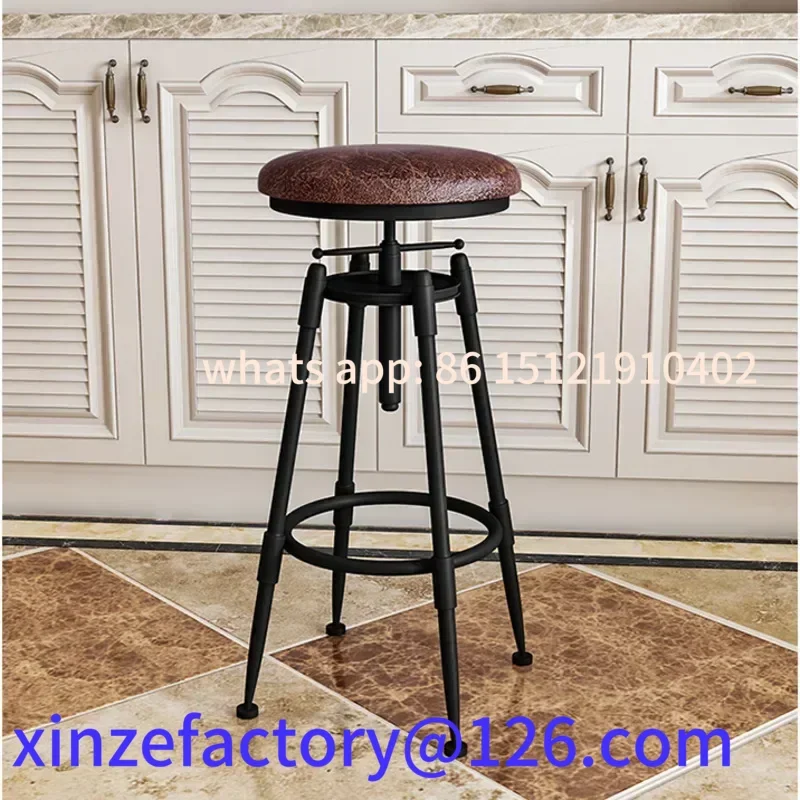 Cadeiras de jantar vintage personalizáveis, bancos de bar rotativos de elevação, assento alto de ferro, pintura de cozimento de alta temperatura, nórdico