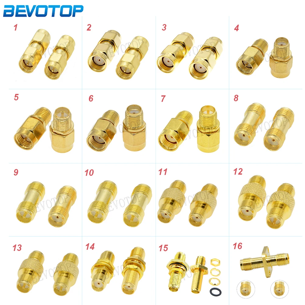 2Pcs/Lot SMA/RP SMA Male to RP SMA Female Straight Adapter RF Coaxial Connector Converter for WIFI 4G Antenna Wholesale