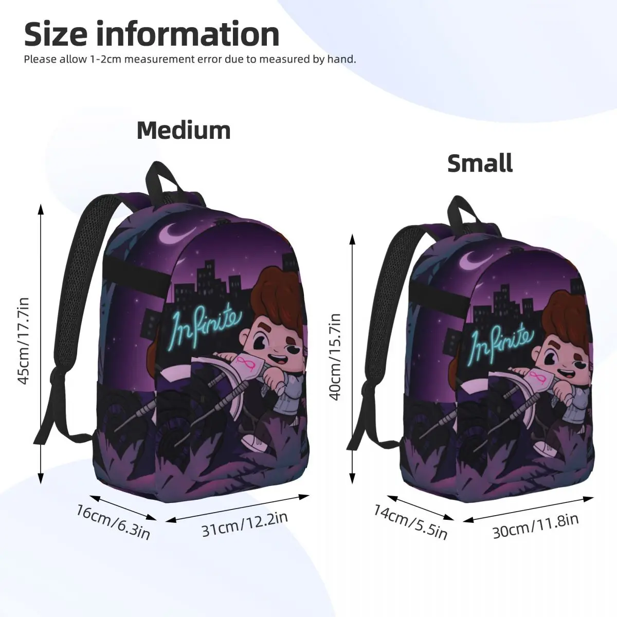 C-Caylus Nuevo bolso escolar con patrón de moda Mochila liviana con estampado de 15,7 pulgadas y 17,7 pulgadas