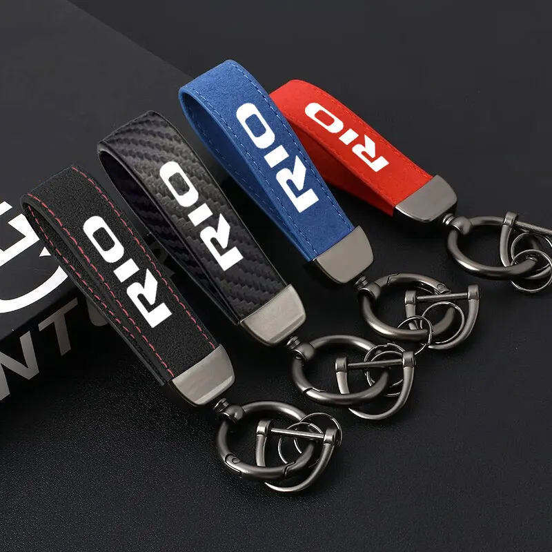 4 Colors PU Leather Keychain Business Gift Suede Key Chain Men Women Car Key Strap Waist Wallet KeyChains Keyrings For KIA Rio