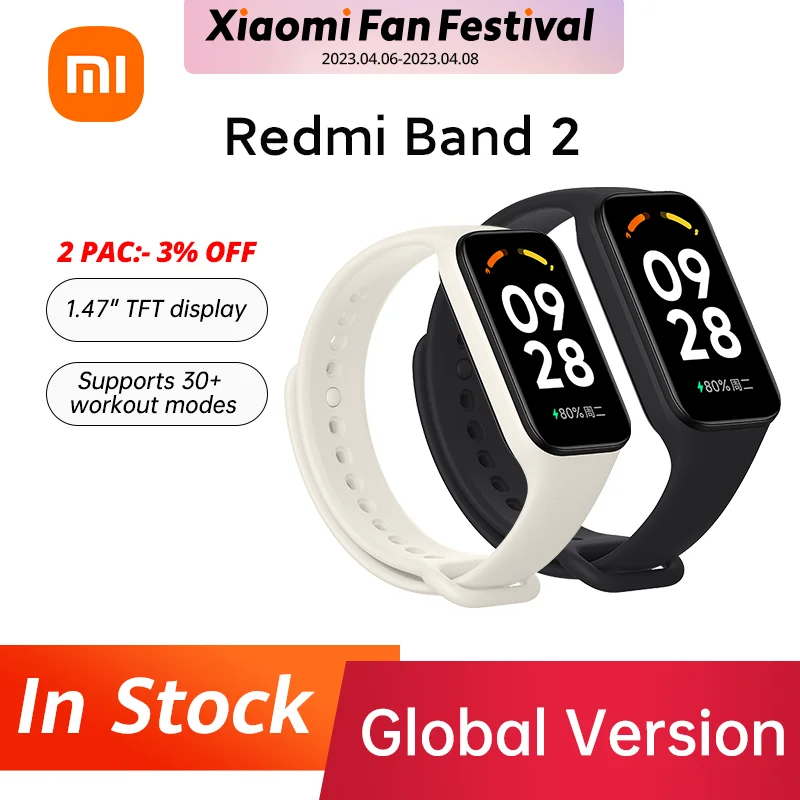 

Global Version Xiaomi Redmi Band 2 1.47" Screen Miband Blood Oxygen 9.99mm body Fitness Tracker Bluetooth Waterproof Smart Band2