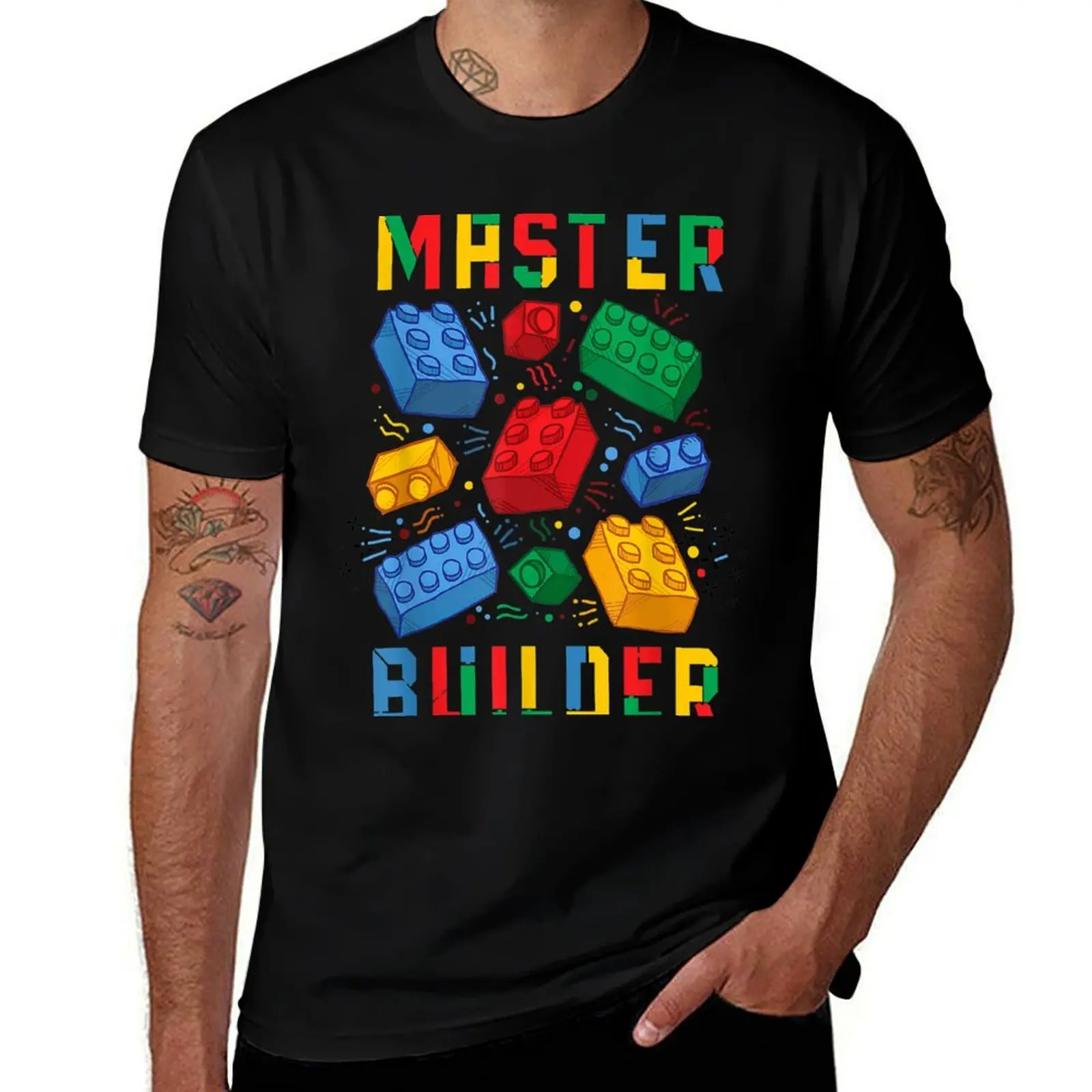 

Brick Builder Funny Blocks Master Builder quotes for kids T-Shirt anime t shirts oversize cotton tshirt 100% T-shirt