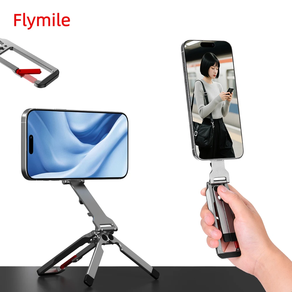 

Flymile Magnetic Mobile Phone Photography Stand Selfie Stick Foldable Tripod for iPhone Samsung Desktop Stand Livestreaming Vlog