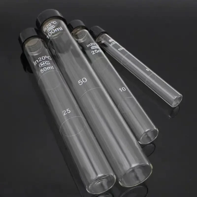 Screw mouth colorimetric tube 10 25 50 100ml glass colorimetric tube laboratory with scale stopper and cover screw mouth scale t