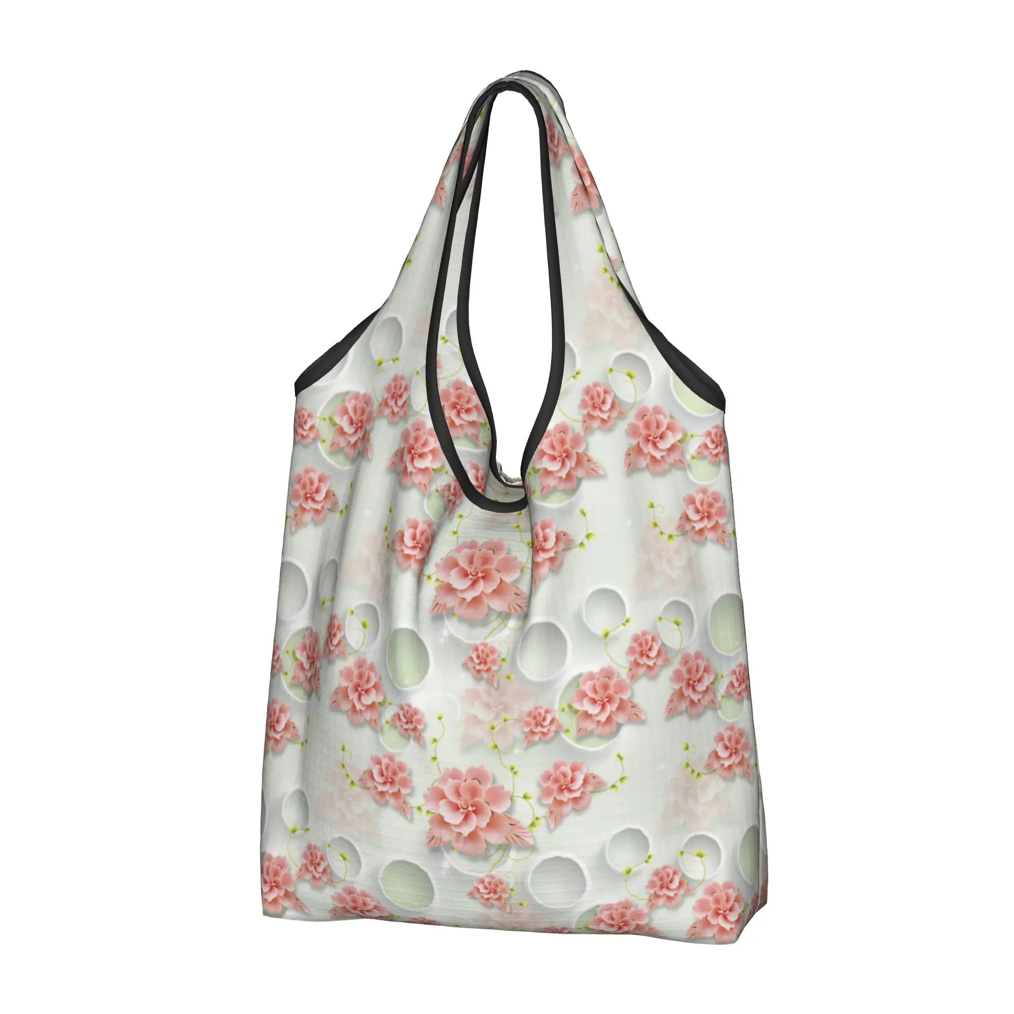 Luxury High 3D Floral Groceries Shopping Tote Bag Women Cute Fashion Trend 3D Flowers Shopper Shoulder Bag Handbags