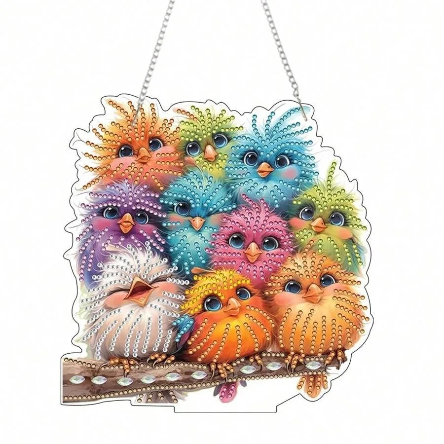 

Bird Diamond Art Hanging Kit For Adult Special Shaped Rhinestone Double Sided 5D DIY Acrylic Diamond Art Painting Window Pendan