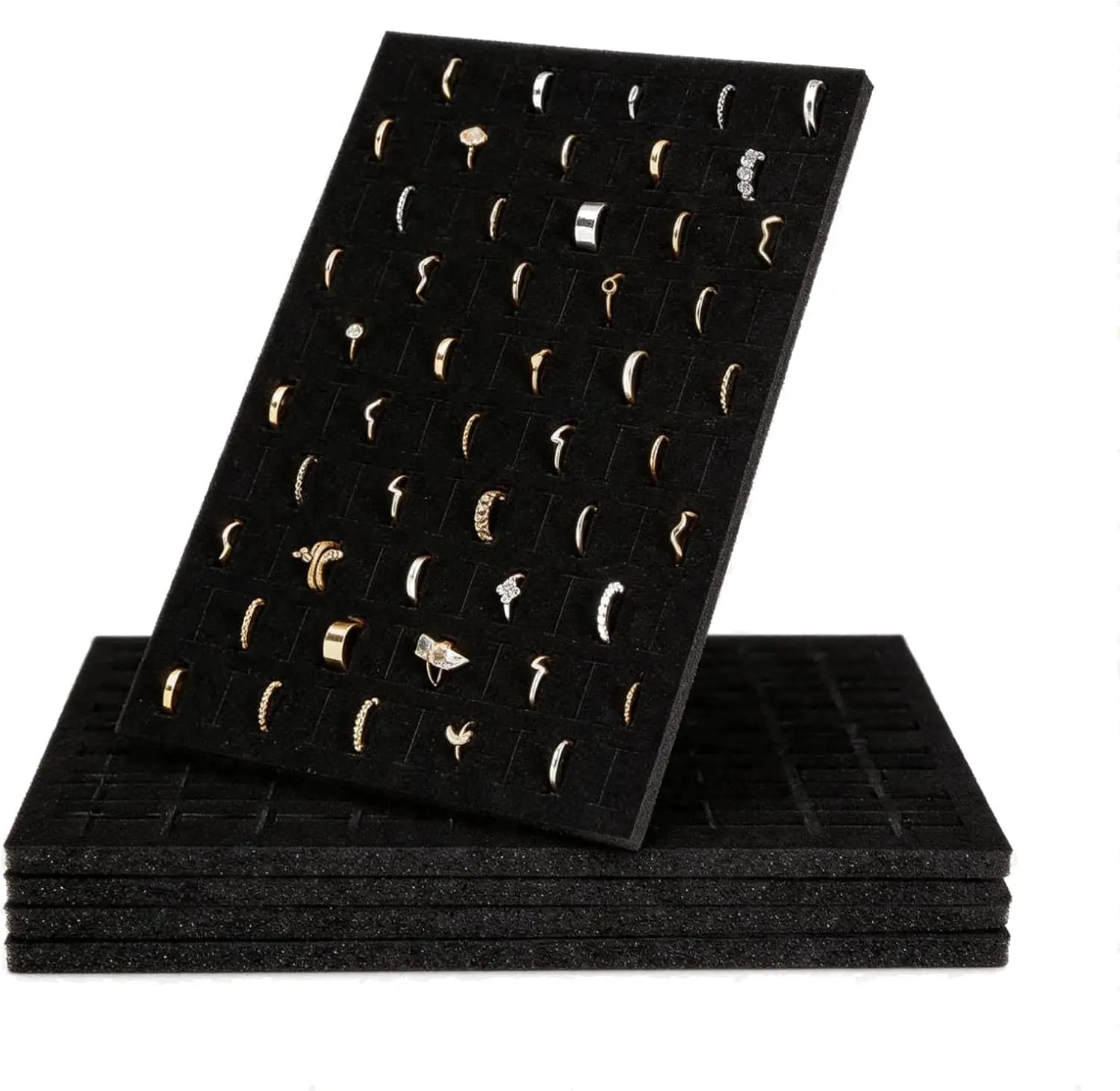 5pcs Velvet Jewelry Organizer Inserts 100 Slots Rings Display Tray Earrings Storage Box Foam Insert Stud Earring Holder Tray