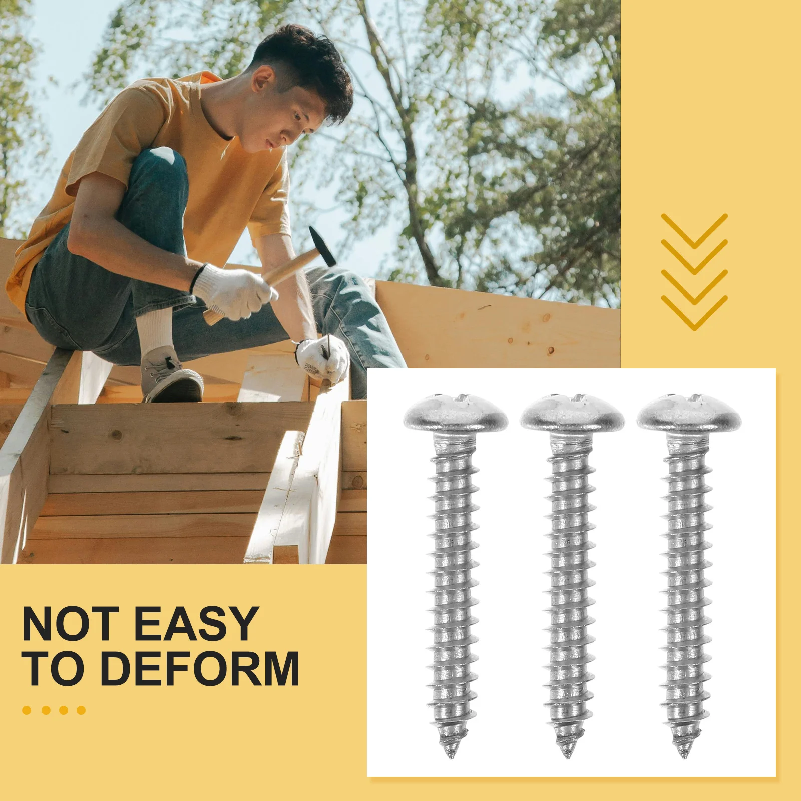 

100pcs Stainless Steel Screws Round Head Self Tapping Screw For Wood Metal Plastic Cross Recessed Sheet Metal Fasteners