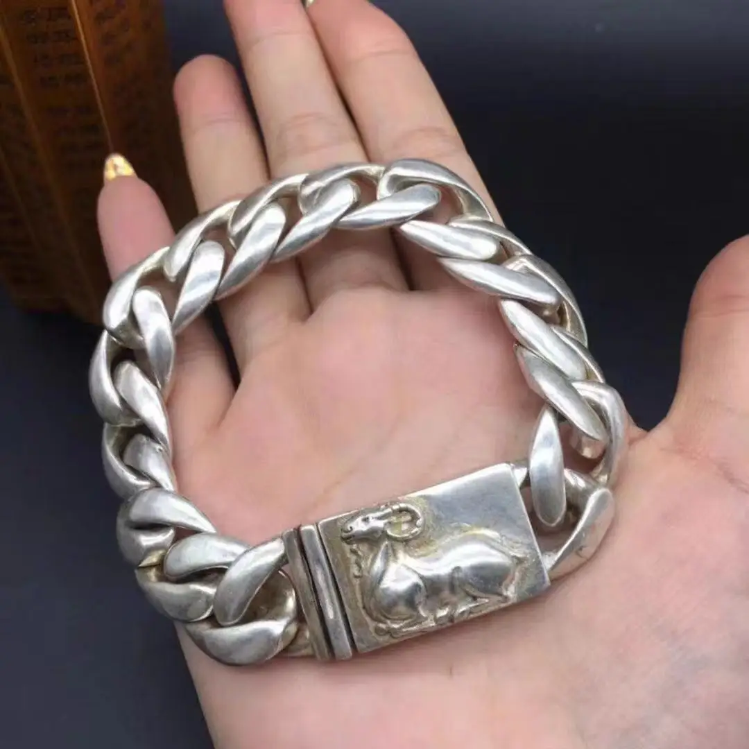

Vintage Tibetan Silver Bracelet Unique Design Fashion Jewelry Silver Craft Bracelet with Traditional Patterns Showcasing Retro