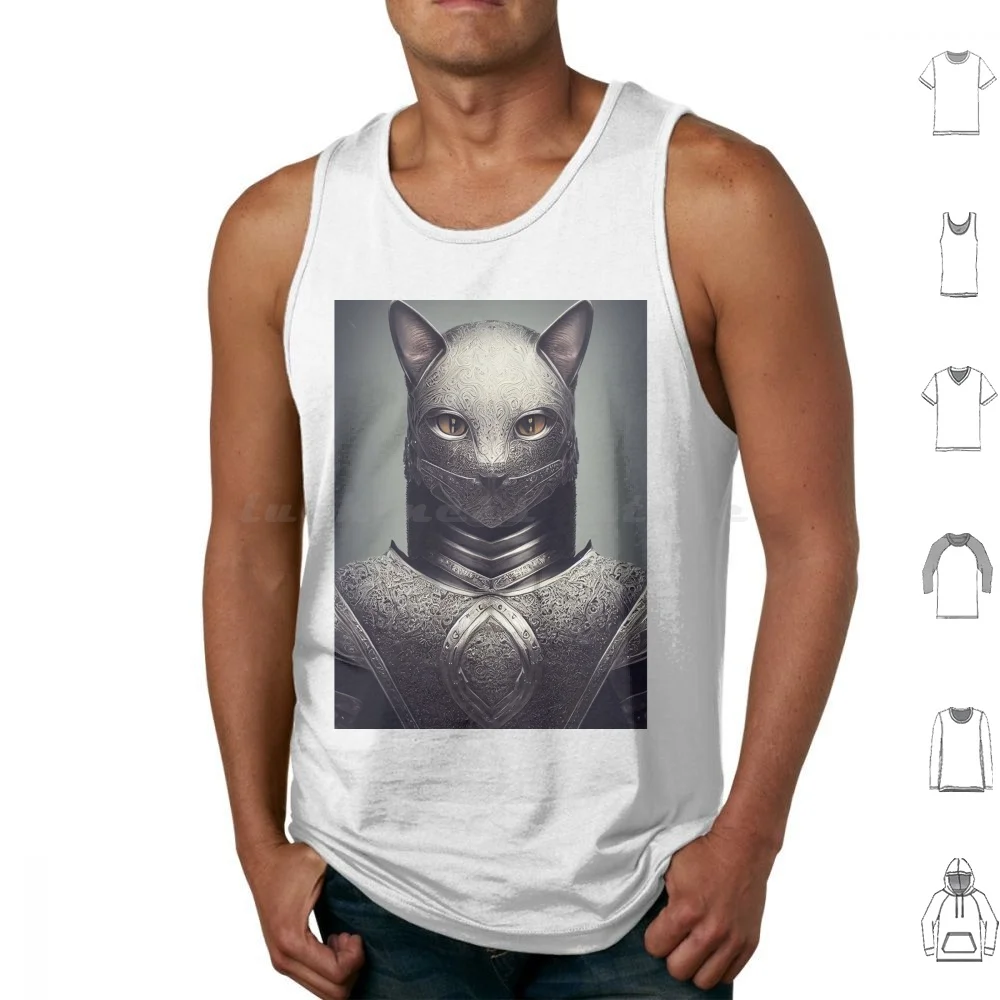 Cat Tank Tops Vest Sleeveless King Cat Knight Cat Medieval Kitten Knight Cat Funny Medieval Kitten Fantasy Cute Cats Animal