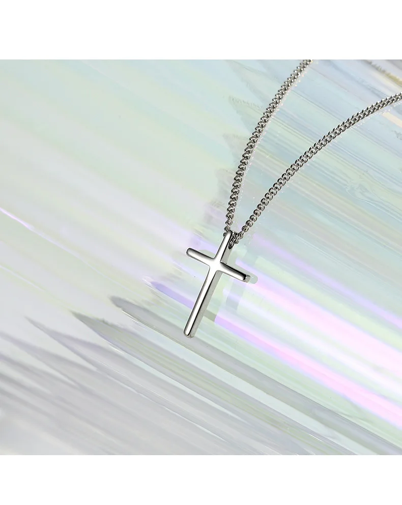 Trendy 925 Sterling Silver Cross Pendants Necklace For Women Vintage Gothic Cross Necklace Chain Jewelry Gift