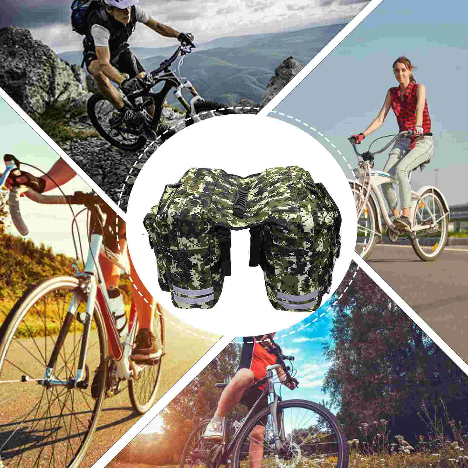 

Waterproof Camo Canvas Rear Seat Bag Saddle Bag Trunk Bag for Mountain Cycling Bike (Green) camo rear seat bag