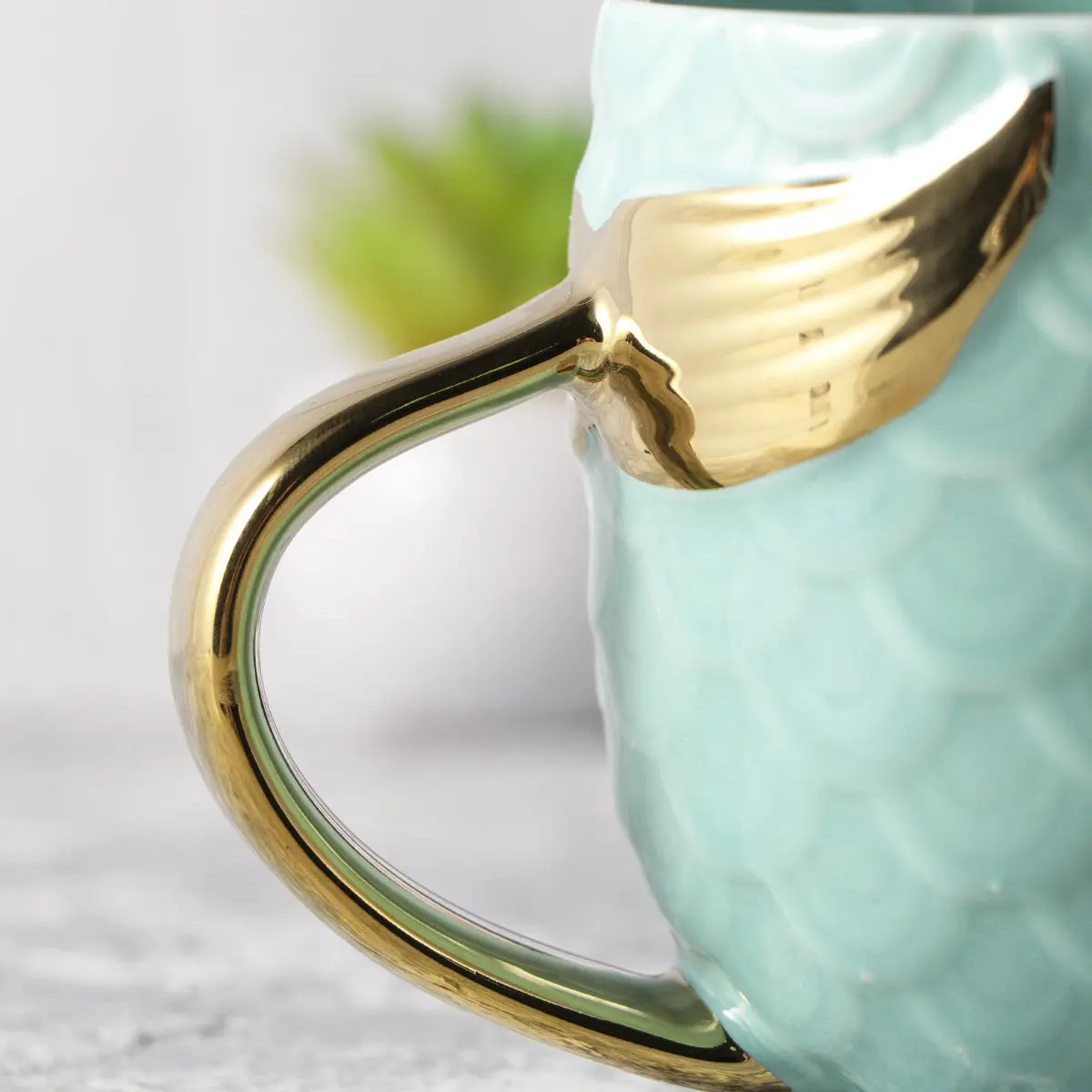 

Sky-Blue Mermaid Mug 1 Piece Premium Ceramic Coffee Cup with Tail Handle for Tea Cocoa Soup Thermal Retention Gift for Women