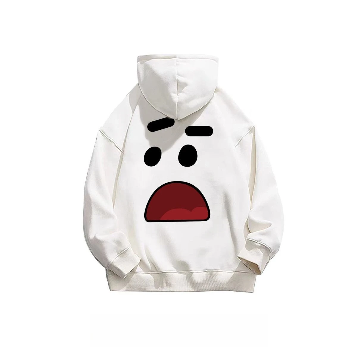 

New Trend Street Fashion Cartoon Expression Pattern Printed Hooded Warm Windproof Sweater Men's and Women's Versatile Pullover