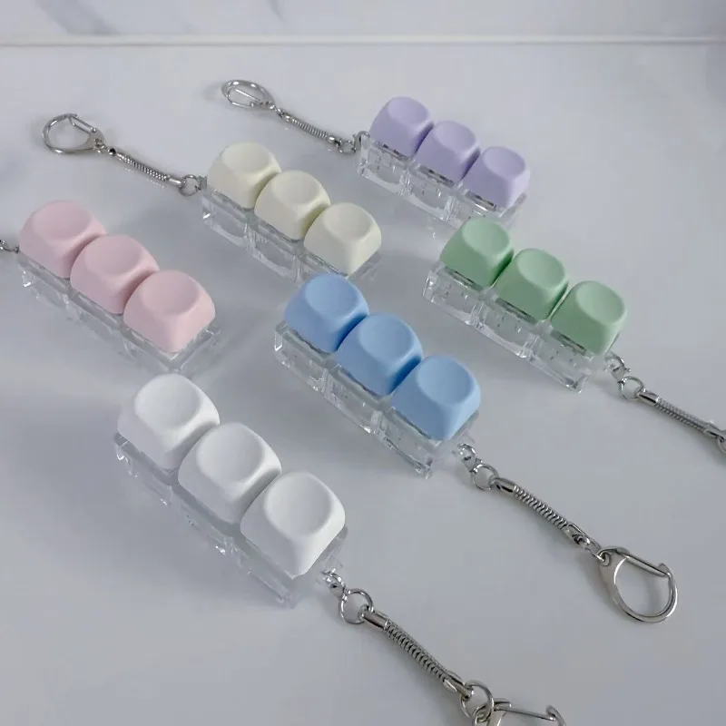 Porte-clés interactif LED couleur macaron avec bouton-clavier, un clavier DIY pour soulager le stress