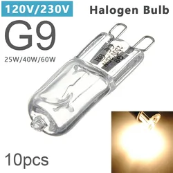 10pcs/lot G9 120V/230V 25W 40W 60W Portable Warm White Halogen Bulb Light Lamp 3000-3500K Globe 230V Capsule Clear  Bulbs