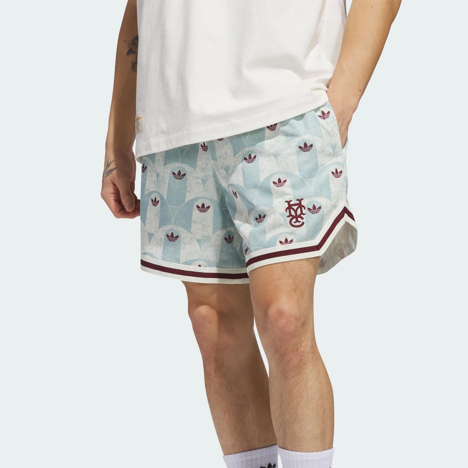 Adidas genuine clover men's and women's printed knitted sports and leisure shorts JC5973
