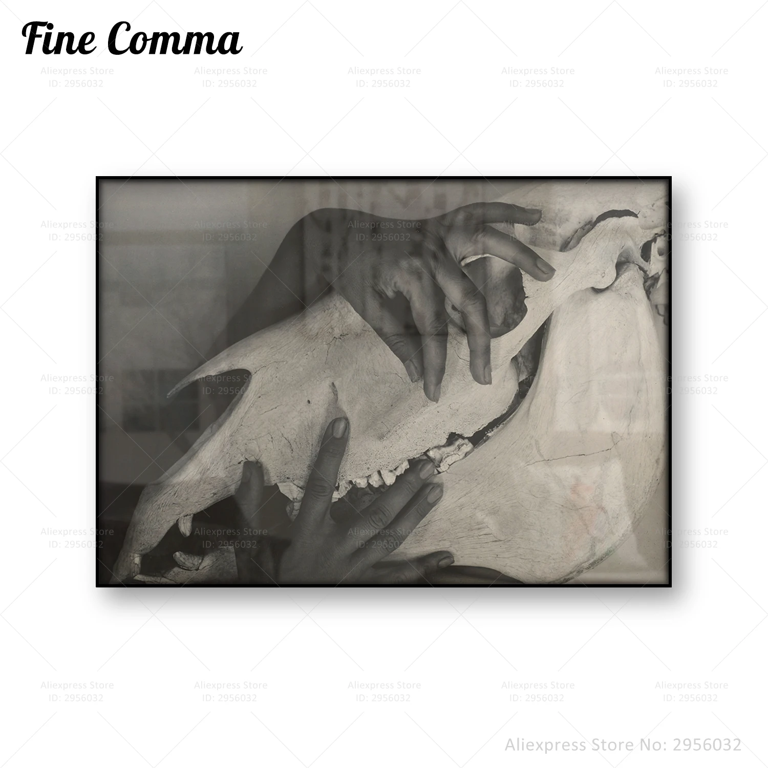 Georgia O Keeffe Hands Horse Skull Alfred Stieglitz Vintage Poster Black White Photo Wall Art Memento Mori Canvas Print Decor
