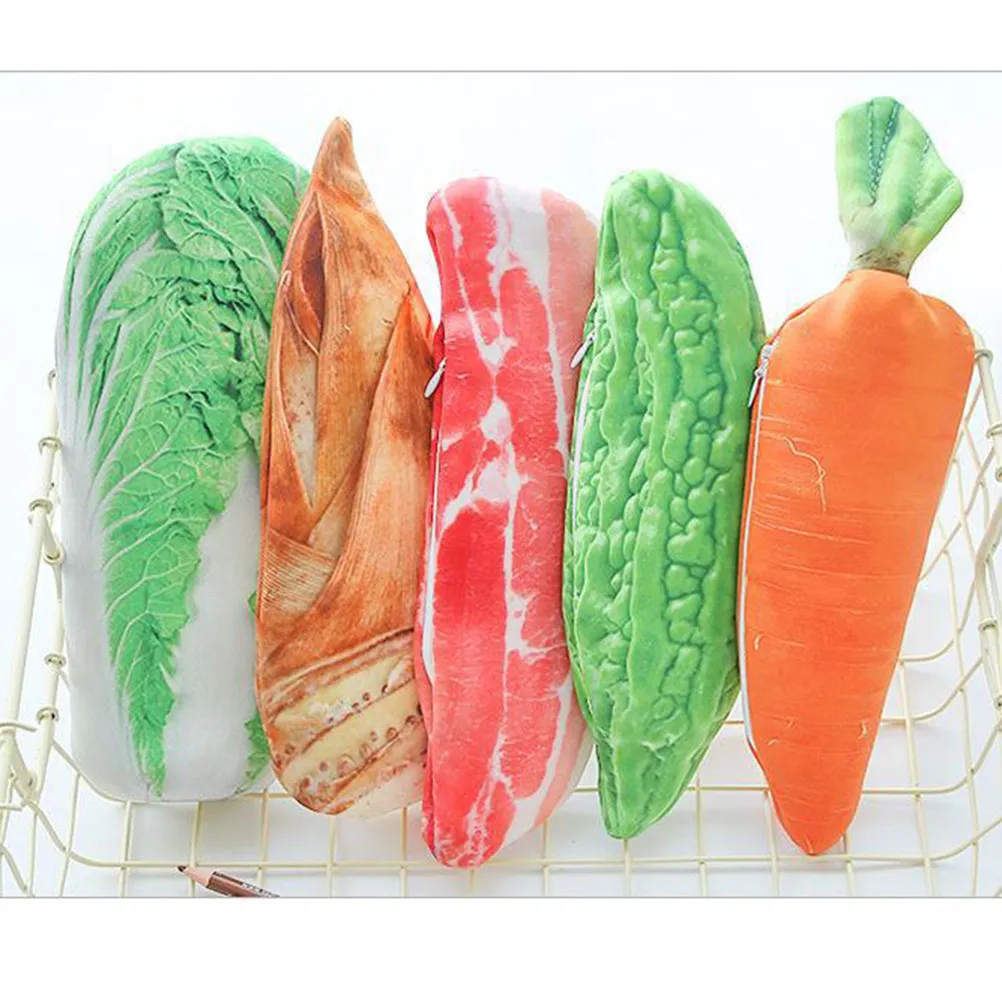 Creative Vegetable Cabbage Pen Bag Pencil Case Zipper Closure Stationery Organizer Pouch for School