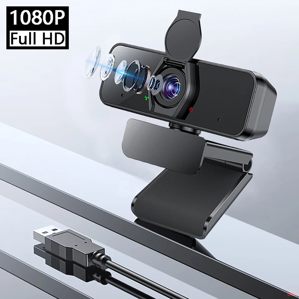 USB-Webcam 1080P Autofokus Full HD 30fps Webkamera PC Drehbare Webcams mit Mikrofon Computer Laptop Kamera Live-Streaming