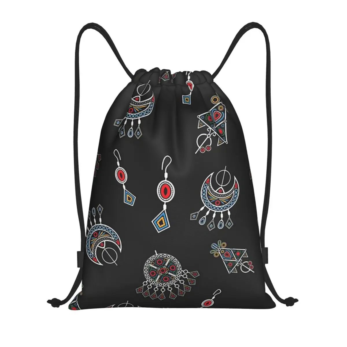 

Kabyle Jewelry Amazigh Africa Ethnic Style Backpacks Casual Drawstring Bundle Pocket Shoes Bag Book Bags for Man Woman Students