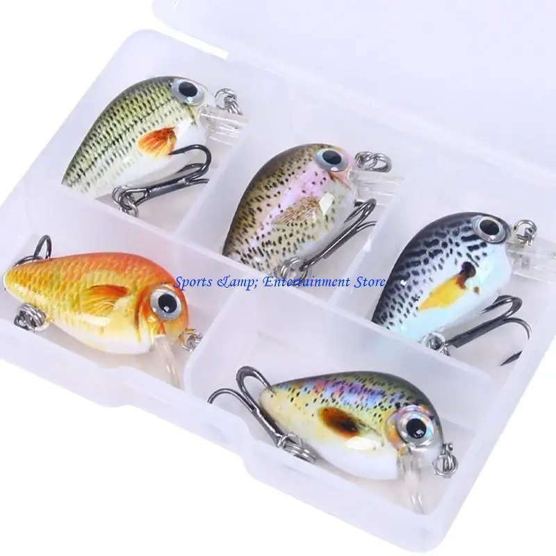 

G7NF 5Pcs Artificial Hard Baits Plastic Baits Small Wobbler Fishing Lures Swimbait