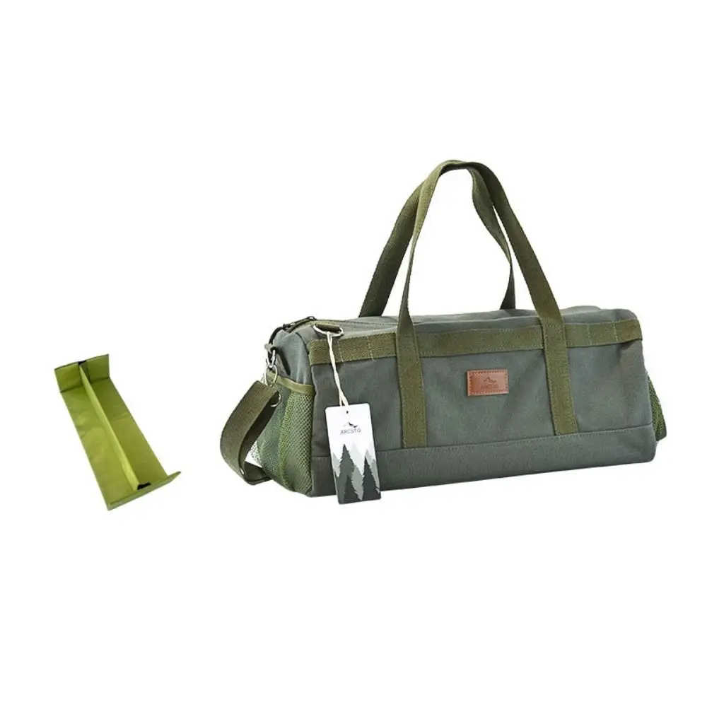 High-capacity Camping Tool Storage Bag Handheld Type Shoulder Strap Ground Nail Bag Detachable Divider Canvas Tent Pegs Bag