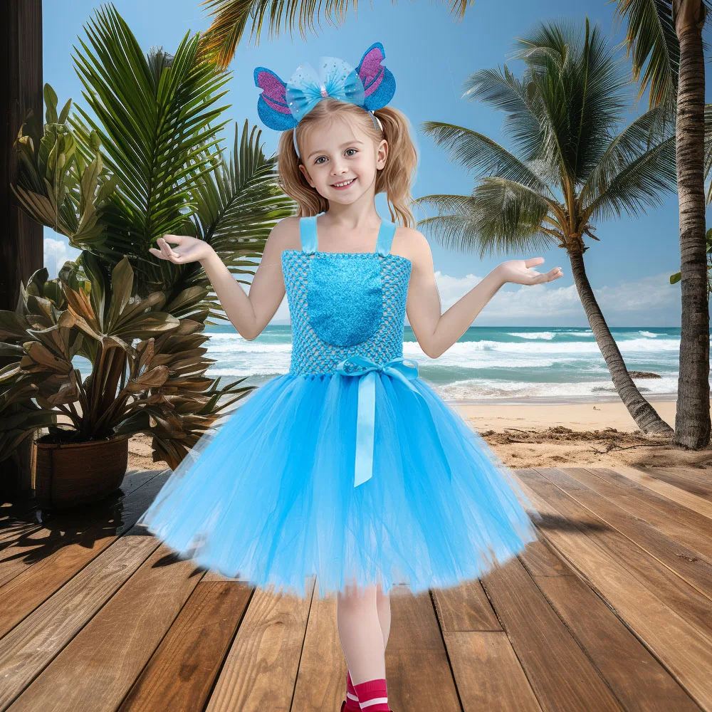 Cartoon Stitch Costume for Girls Tutu Dress Holiday Kids Anime Costume Party Dresses Children Girl Cosplay Fancy Dress Tulle