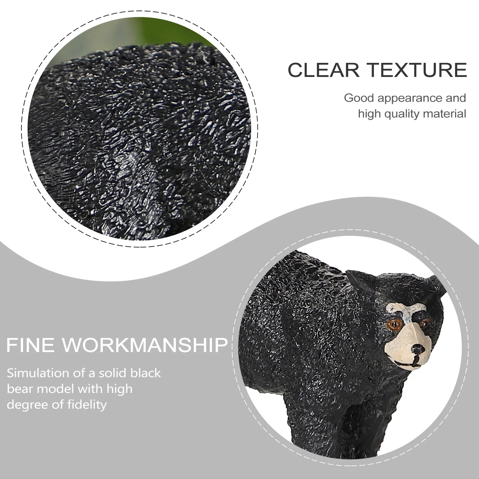 Black Bear Simulation Plastic Desktop Ornament Educational Cognitive Animal Learning Plaything for Kids Friends view 2