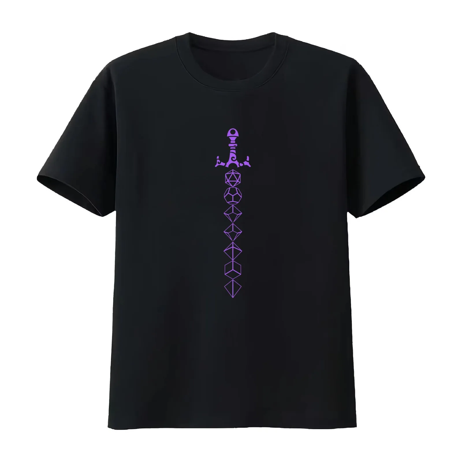 Purple Polyhedral Seven Dice Set Tabletop RPG Addict T-Shirt Summer Casual Cotton Tee Oversized Streetwear Tops 100% Cotton