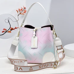 Colored Bucket Bag Handbag, Fashion Crossbody Bag With Multi Zipper, Women's Small PU Leather Purse