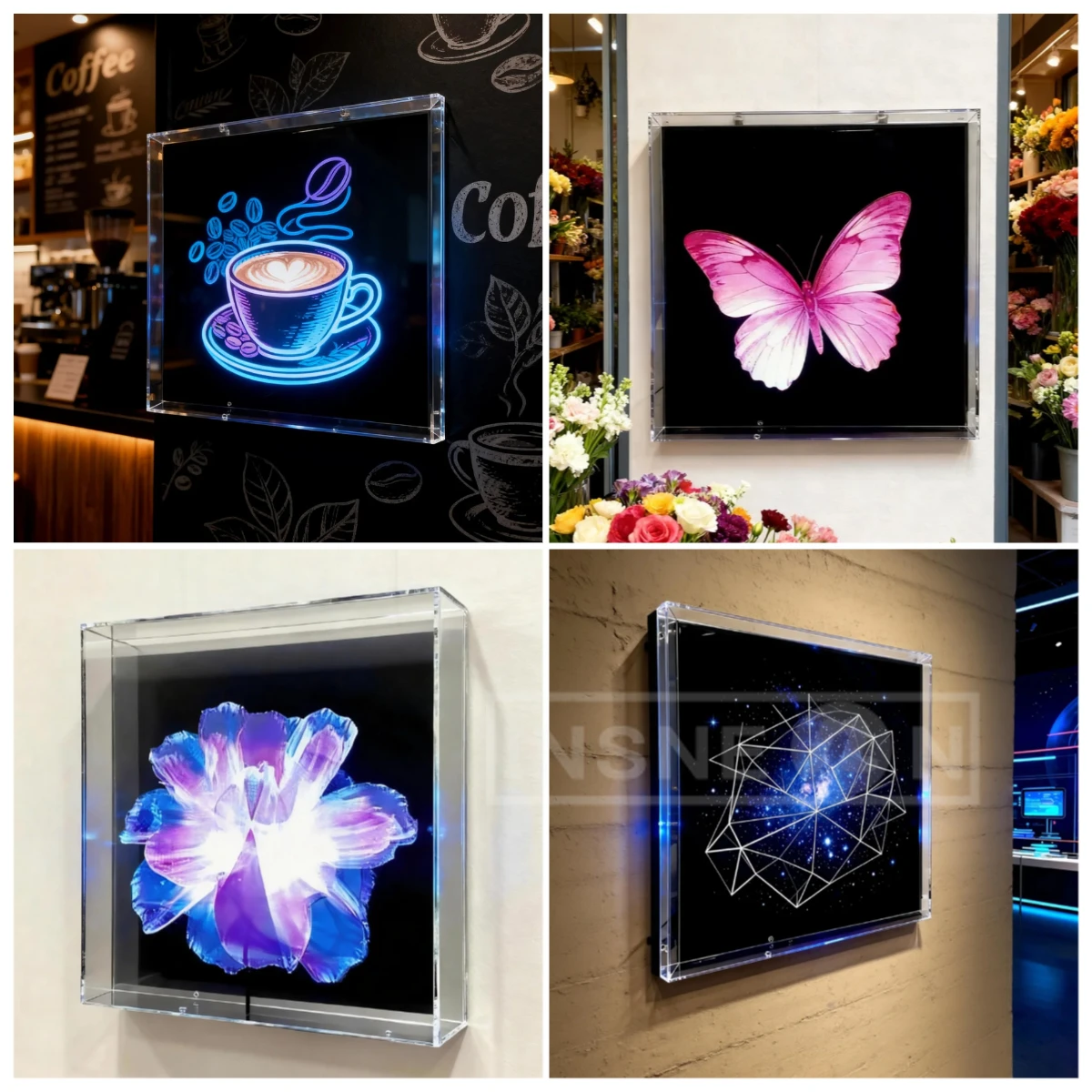 Kép 4: 3D holografikus Drukker Publicitás kijelző lightbox Átlátható szögletes Képkeret Publicitás Cégér ledes ligh Loggia Teendő Cégér számára Bolt