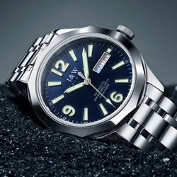 I&W Luxury Tungsten Watches for Men SEIKO NH36A Automatic Watch Sapphire Calendar Luminous 100m Waterproof Mechanical Wristwatch