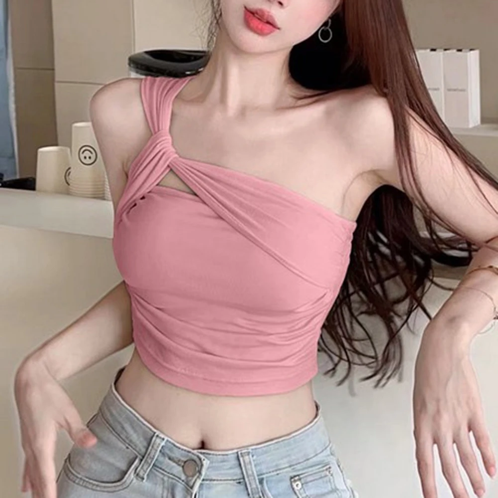 

Casual Summer Top Hollow Tank Top Summer Outing Hot Girl Style Polyester Fabric Slightly Elastic Material Slim Fit Design