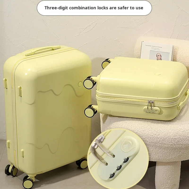 Maleta con ruedas para estudiantes, bonita maleta, caja combinada, maleta con ruedas universal, cubierta con ruedas para helado