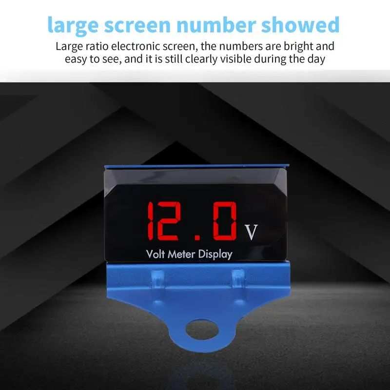 Meteran voltase Digital sepeda motor, meteran pengukur voltase Digital 12V dengan tampilan Led untuk voltase mobil, meteran Audio mobil tahan air