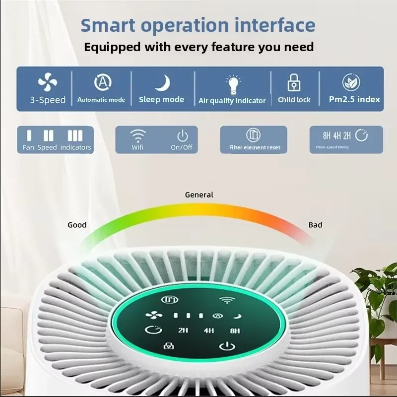 for Cross-border Contract New-model air Purifier PJ06 Desktop Touch-control Wi-Fi Smart Composite Filter air
