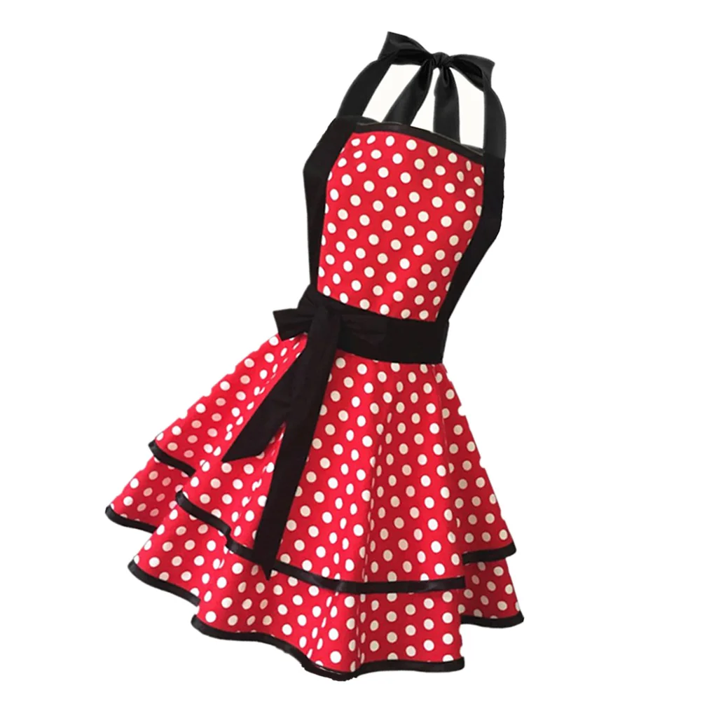 

Pure Cotton Apron Double Layer Kitchen Cooking Women Hotel Bib Neck Work Home Skirt Long Term Gift Family Friends