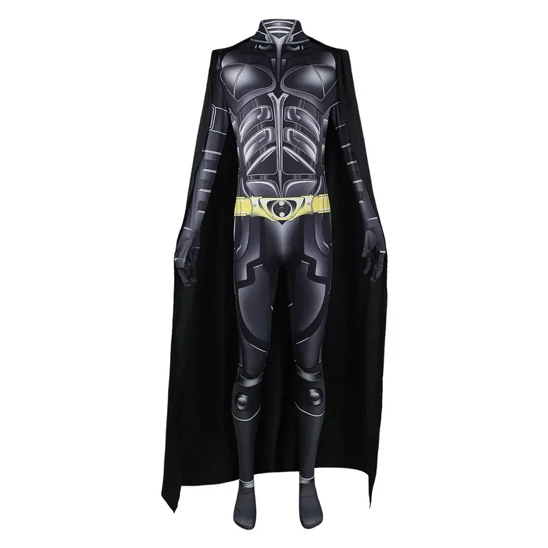 CGMGTSN Movie Men Bat Superhero Cosplay Bruce Wayne Costume Black Jumpsuit Mask Outfits for Adults Halloween Dress Up Clothes