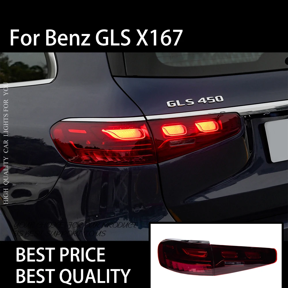 

Автомобильные фары для Benz GLS X167 2019-2023, светодиодные автоматические задние фонари в сборе, обновление 2023, дизайн с высокой конфигурацией, аксессуары для динамических ламп