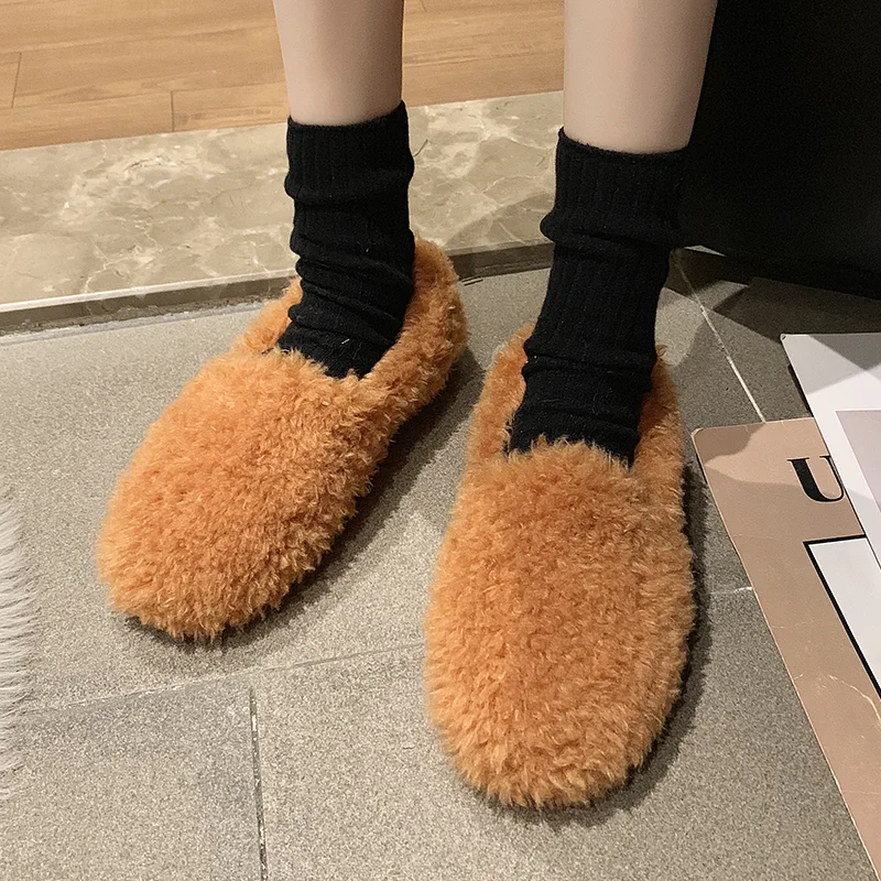 

Fur Women Loafers Shoes Flats Casual Fad Cotton Shoes 2025 Sport Comfort Snow Boots Short Plush New Dress Winter Mujer Zapatos