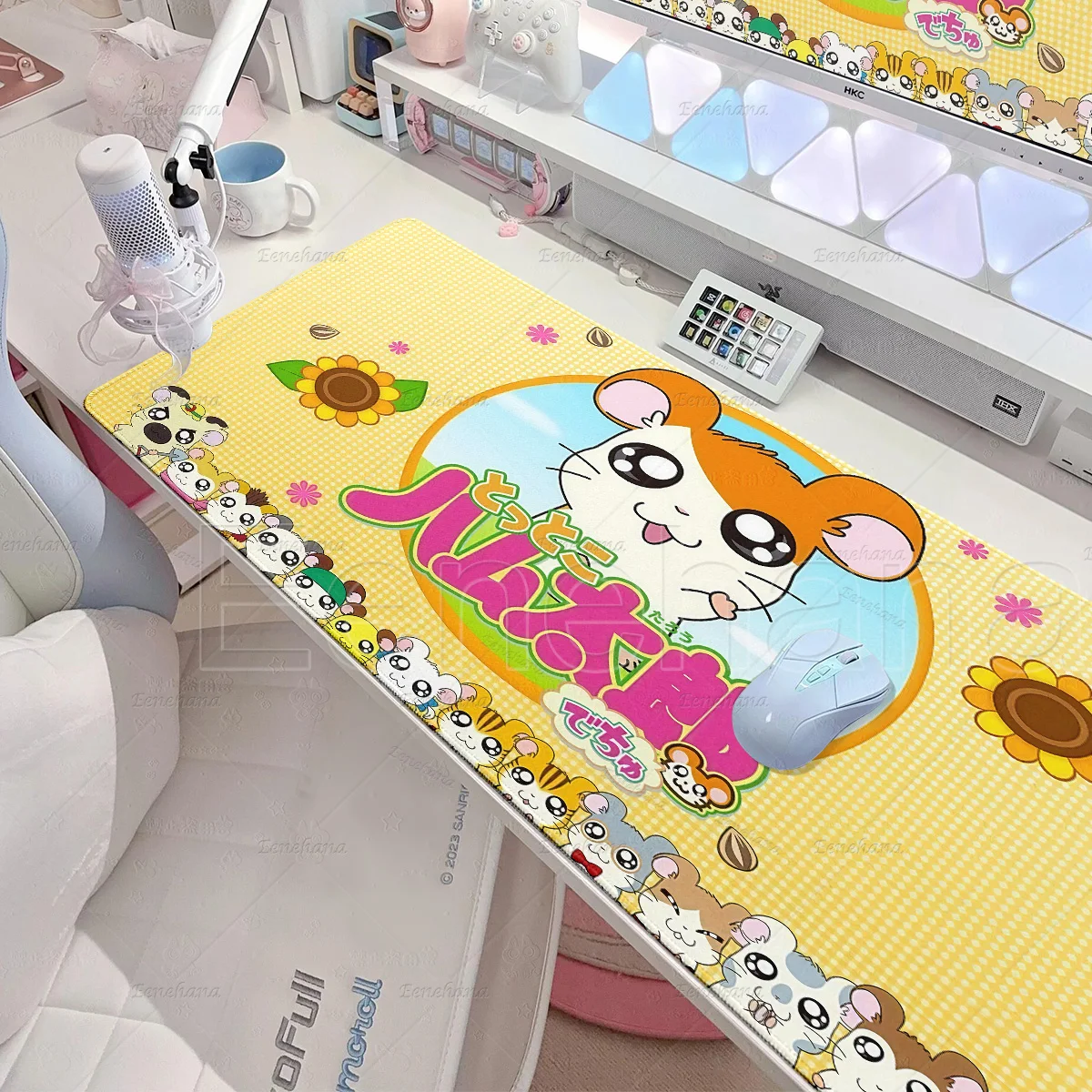 Cartoon Cute Hamster Mouse Pad H-Hamtaro Tablepad PC Gamers Computer Keyboard Mat Rubber Anti-Slip Lock-Edge Office Accessories
