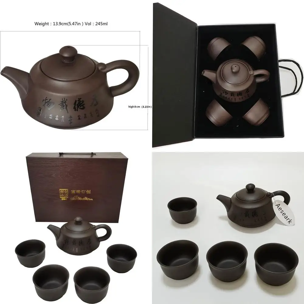 

Handcrafted Chinese Kung Fu Tea Set, Ceramic Teapot and Cups, Ideal for Tea Ceremonies with Bonus Clay Pot