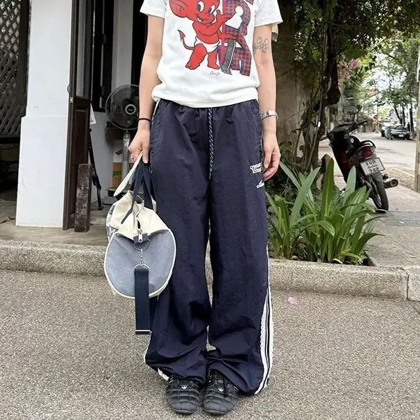 Fashion Goth Cargo Pants Wide Leg Pants Women Summer Sweatpants Patchwork High Waist Loose Straight Trousers Joggers Female Y2k
