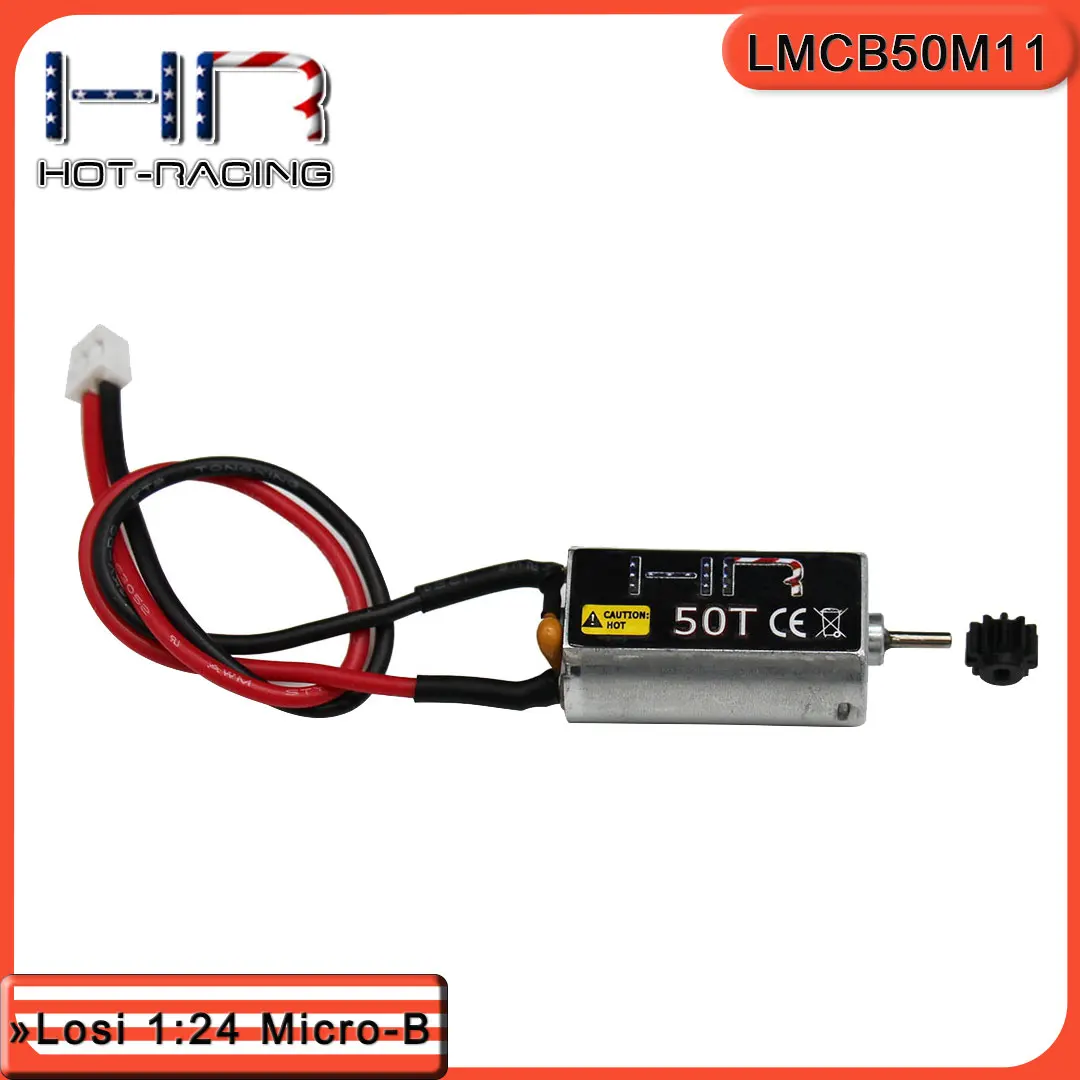 Hot Racing HR 050 High Torque Brushed Motor 50T 64P 11T Delrin Pinion Require LMCB18SSM Modify Battery Post for Losi Micro-B/T