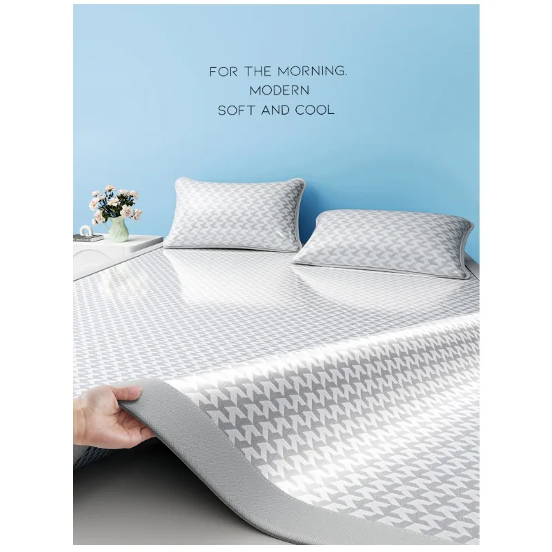 

Summer Ice Silk Mat 3PC Home Folding Soft Mat Pillowcase냉각 매트리스 부드러운 에어컨 이불 경량 쿠션 시원한 느낌의 섬유 피부 친화적인 통기성 매트 패드