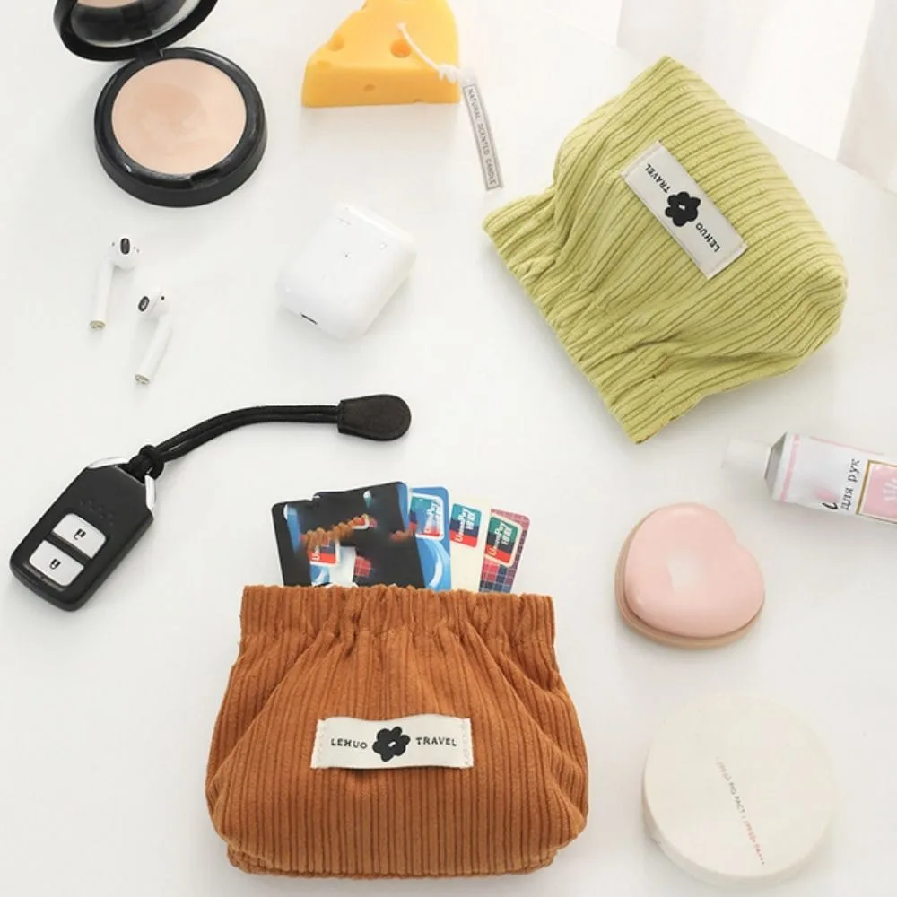 New Mini Shrapnel Bag Solid Color Corduroy Coin Purse Soft Lipstick Purse Girl
