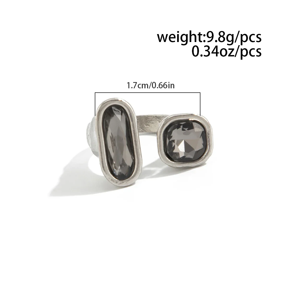 KunJoe Minimalistischer offener Ring aus Acryl mit Strasssteinen für Damen, koreanische Mode, Geometrie, verstellbarer Knöchelring, Party-Schmuck, Geschenk für Damen